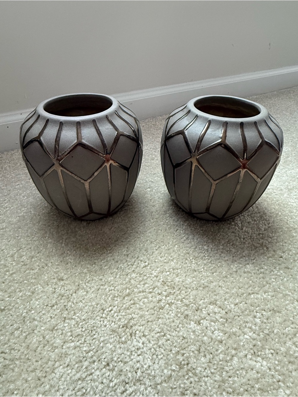 Decorative Geometric Ceramic Vases (Set of 2)